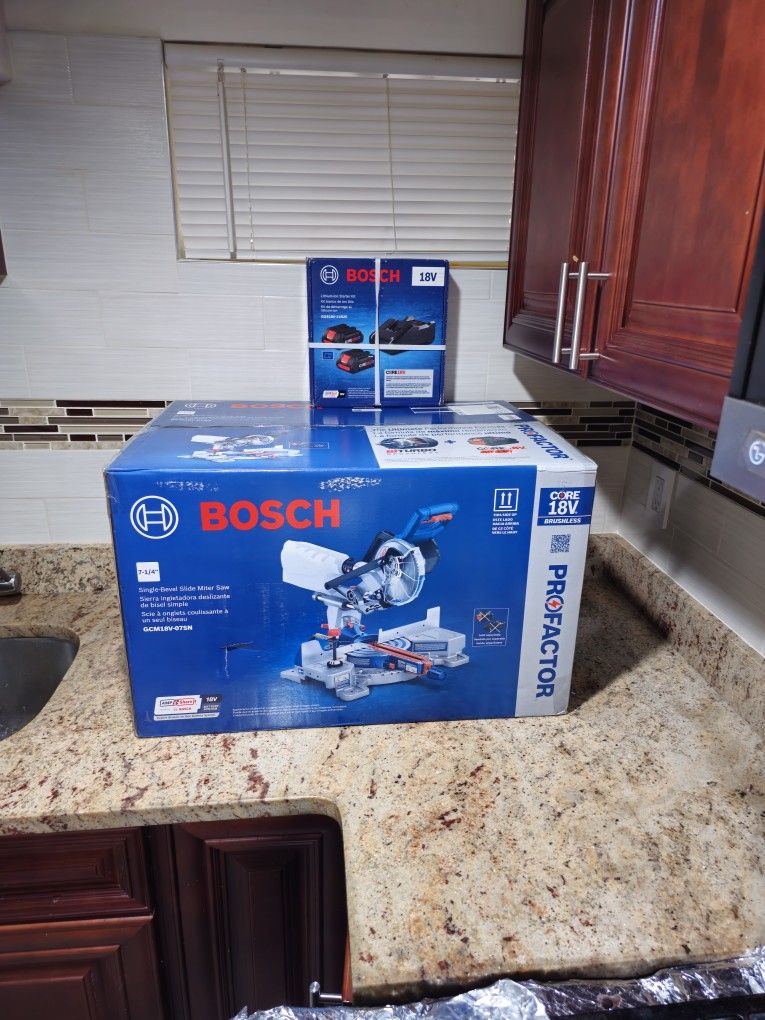 Bosch Profactor 7-1/4-in 18-volt Sliding Compound Cordless Miter Saw Model GCM18V-07SN with batterys and charger