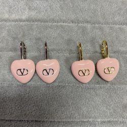 Pink Heart Earrings Or Necklaces Gold And Silver 