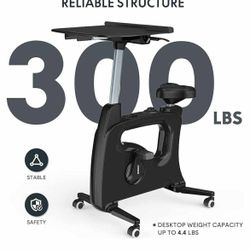 NEW-FLEXISPOT Desk Exercise Bike: Black, ABS/Polyurethane/Stainless Steel, 42 1/2 in – 48 3/8 in