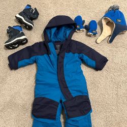 LL Bean Child Snow Suit, Hat, Gloves, Boots - 6-12 Month 