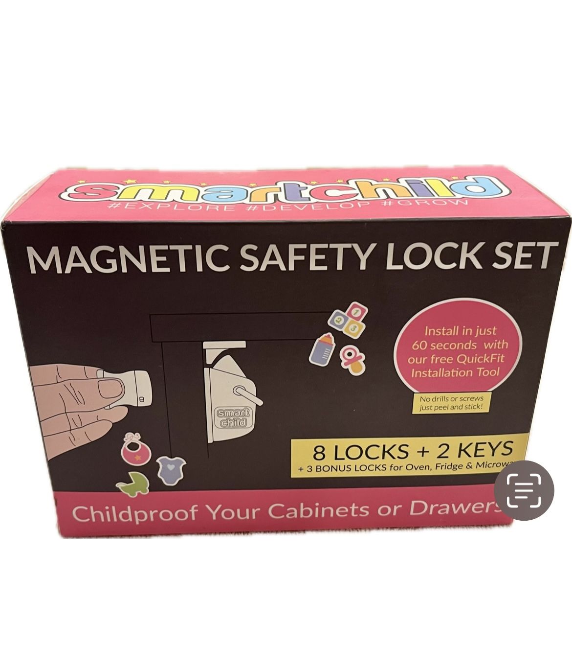  Magnetic Cabinet Locks Baby Proofing, Child Safety Magnet Drawer Lock (8 Locks + 2 Key), Safety First Adhesive Magnetic Locks •Amazon Price $22.99