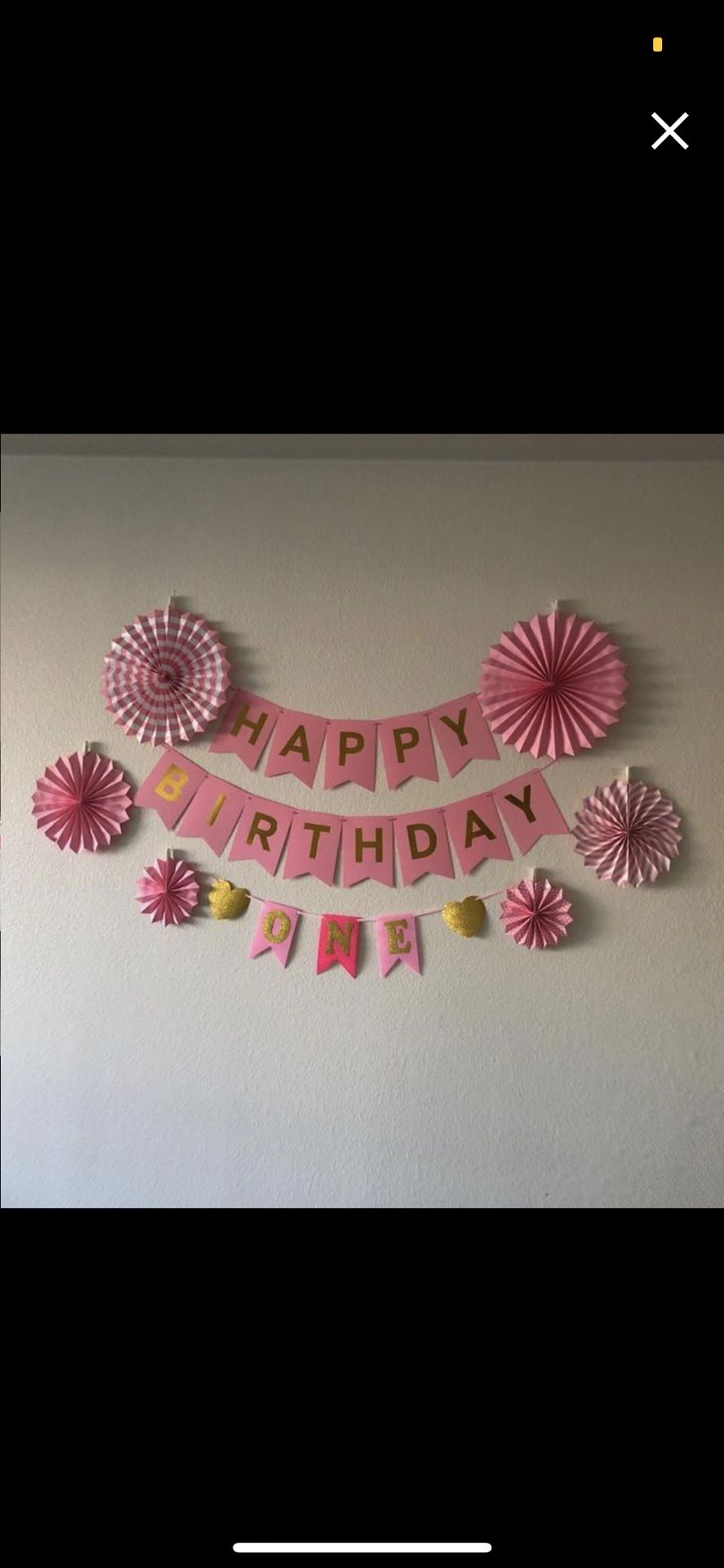 Baby Girl First Birthday Banner Party Decorations Set