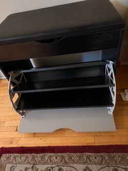 Black Shoe Cabinet with Drop-Down Door