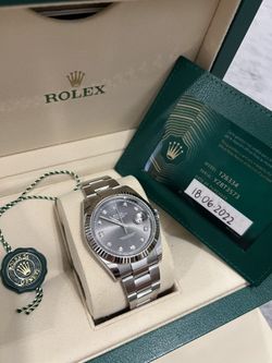 Rolex 41mm Grey Dial With Diamond