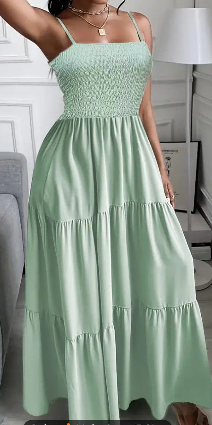 New light Green Maxi Dress Sundress Size S, M, L, XL, 2X SHIPPING AVAILABLE 