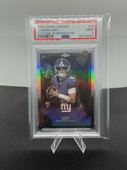 Jaxson Dart 2025 Topps Chrome Fortune 15-Refractor RC PSA 9