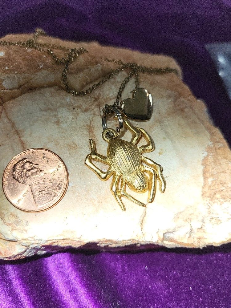 Spidey Charm & Goldtone Petite Heart