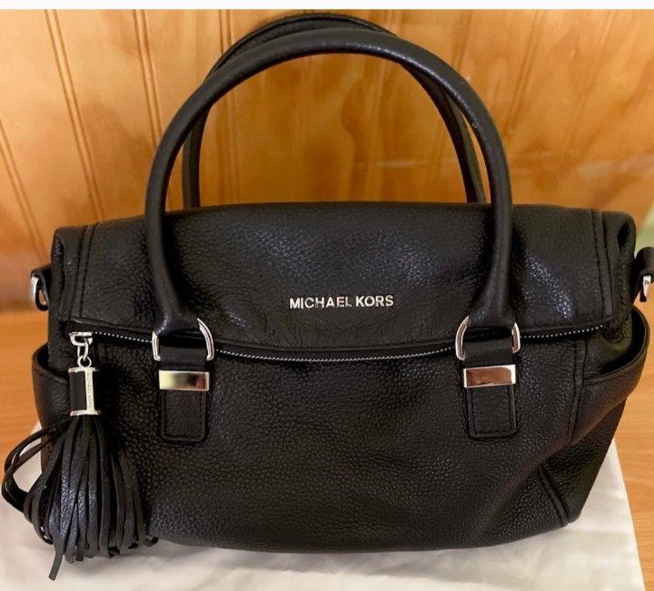 Michael Kors Weston Leather Medium Satchel Shoulder Crossbody Bag Black