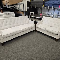 Brand New Sofa & Love Seat Beige Fabric Rustic $399
