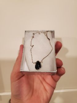 Silver Necklace With Blue Garnet Crystals