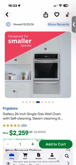 Frigidaire Gallery 24-Inch Single Gas Wall Oven