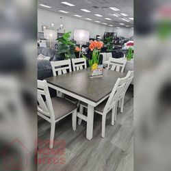 7 - Pieces White finish dining Set