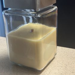 Wood Wick Candle, And A Unique Container With Lid