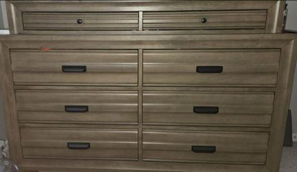 Dresser with mirror and 2 nightstands