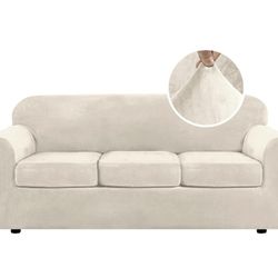 H.VERSAILTEX Modern Velvet Plush 4 Piece High Stretch Sofa Slipcover 