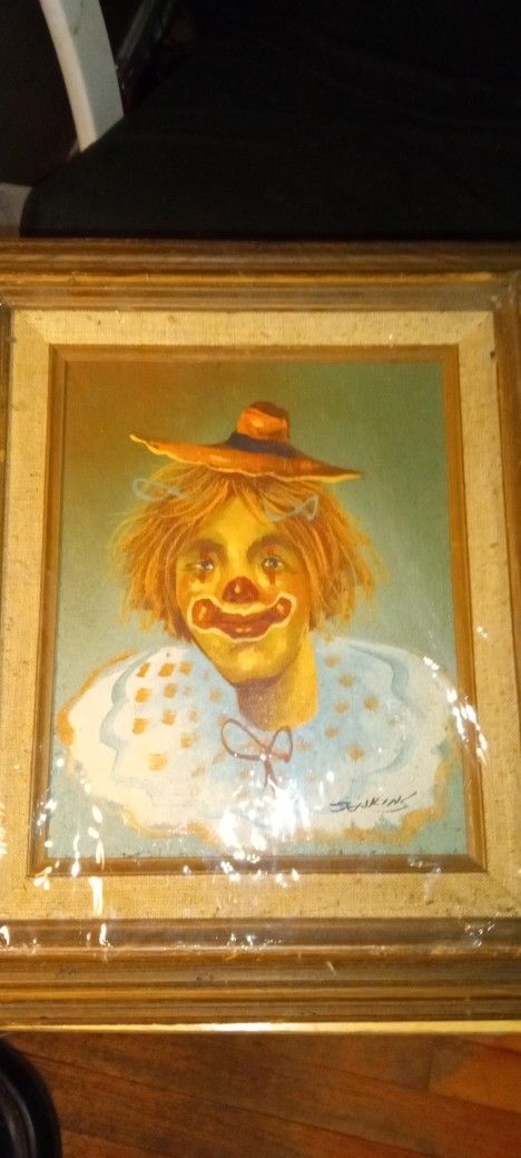 15x13 Oil Painting Of Clowns By Jenkins Realistic Looking.