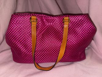 Woven Pink Leather Shoulder Bag by Antonio Melani