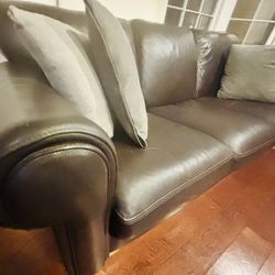 Brown Leather Sofa Chair Ottoman