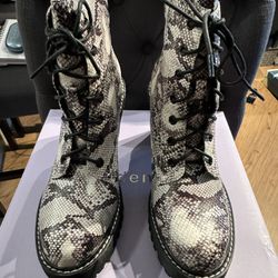 Snake Skin Print Boots 