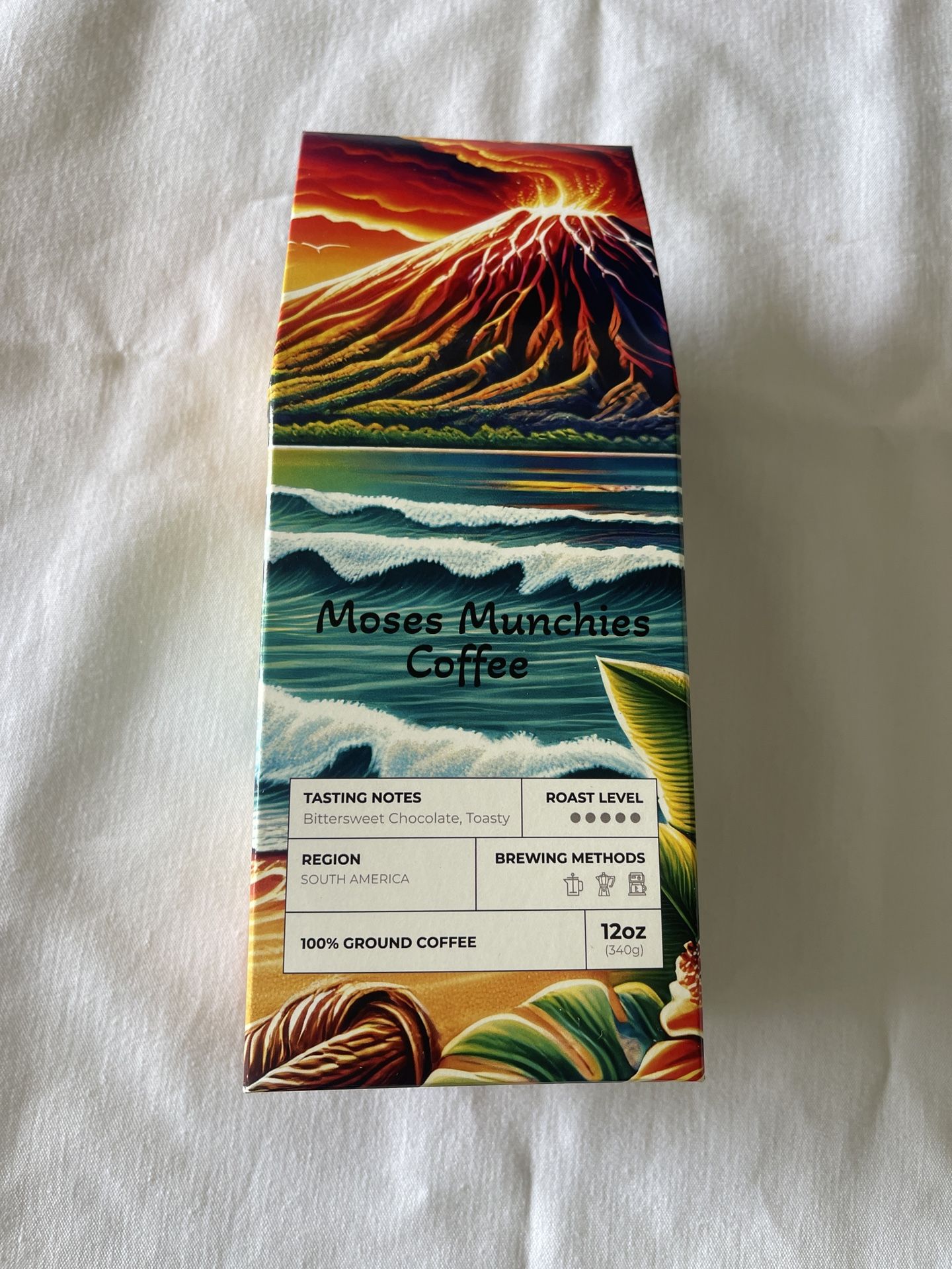 Moses Munchies Coffee (Dark French Roast) 100% ground coffee 12oz