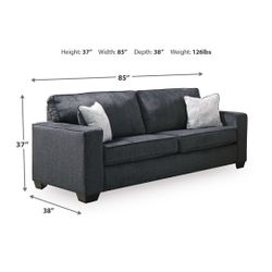 Charcoal Gray Sofa + 2 Decorative Pillows