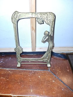 Art Nouveau Brass Picture Frame with Lady Figure
