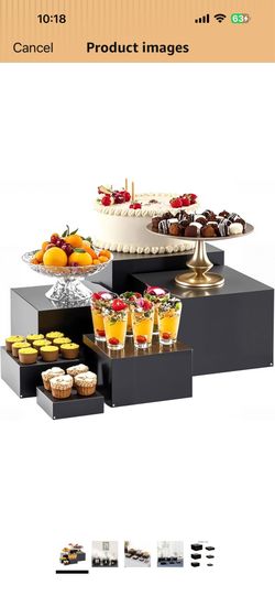 Metal Buffet Risers,6PCS Food Risers for Buffet Table 5in to 10in Display Stand for Catering Dessert Matte black Cube Boxes Nesting Risers with Hollow