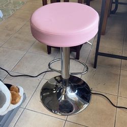 Pink Adjustable Height Bar Stool