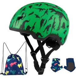 🆕 in 📦Toddler Bike Helmet with Gloves&Backpack Set,Adjustable Bike Helmet for Bicycle/Scooter/Skateboard/Roller Skate(XSmall:40-45cm/15.7-17.7")