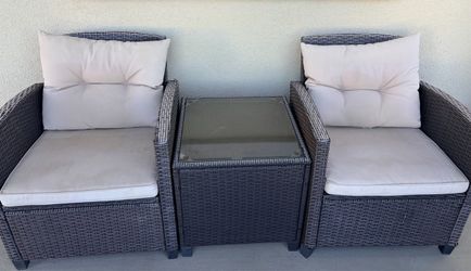 Wicker Patio Chairs and Table
