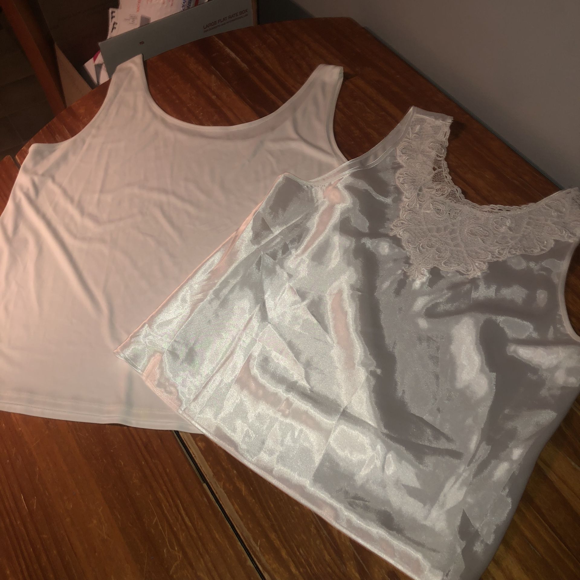 Bundle Of 2 White Camisoles. Both Fit Like A Size XL