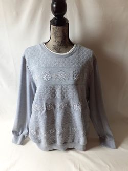 Alfred Dunner women's gray Floral long sleeve top size XL