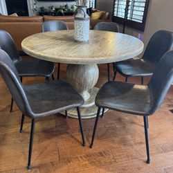 Distressed Wood table and 6 Chairs