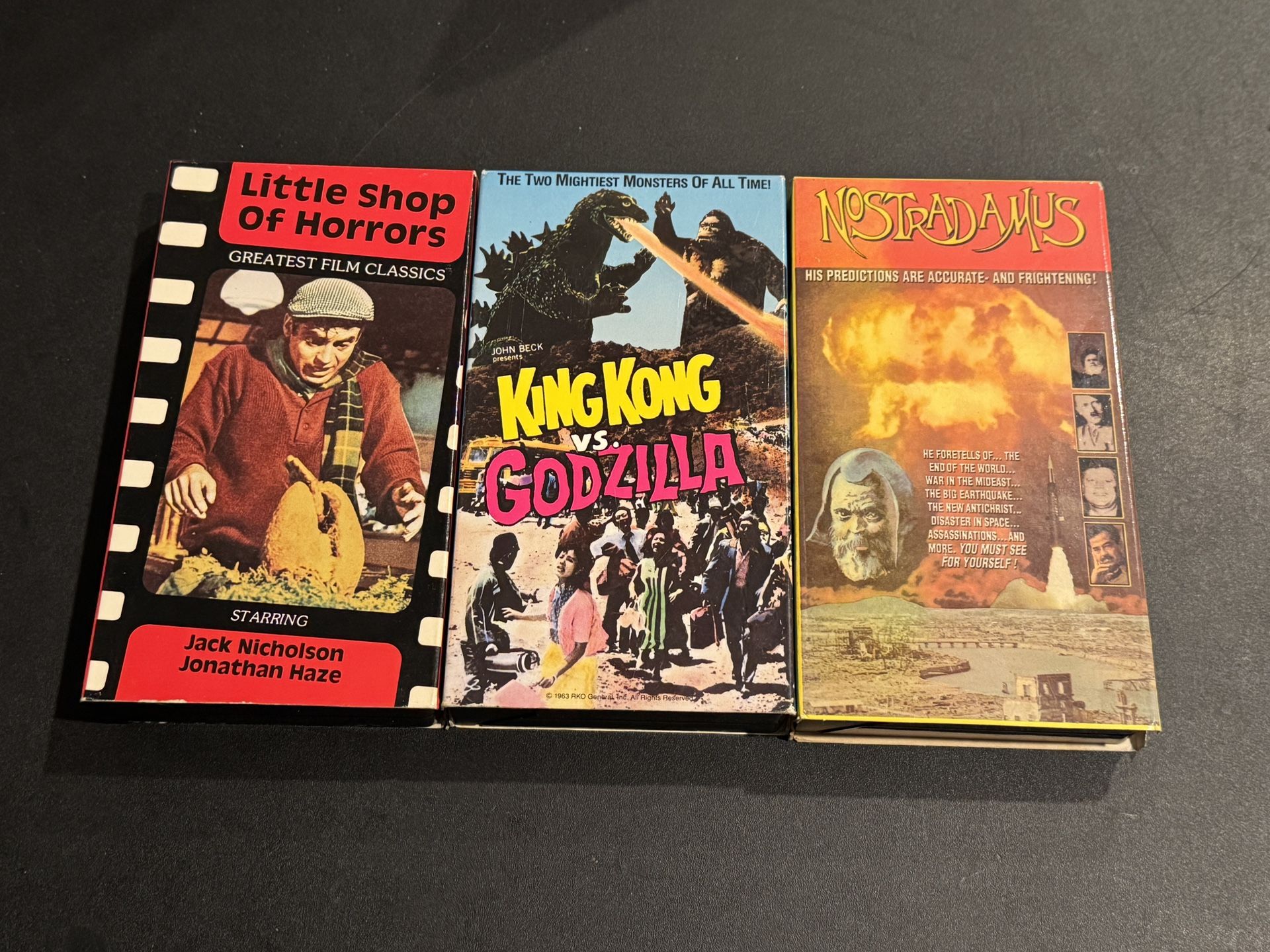 VHS Tape lot: includes Little Shop Of Horrors, King Kong Vs. Godzilla, & NOSTRADAMUS