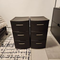 Set of 2 Sterilite 3 Drawer Weave Towers in Espresso
