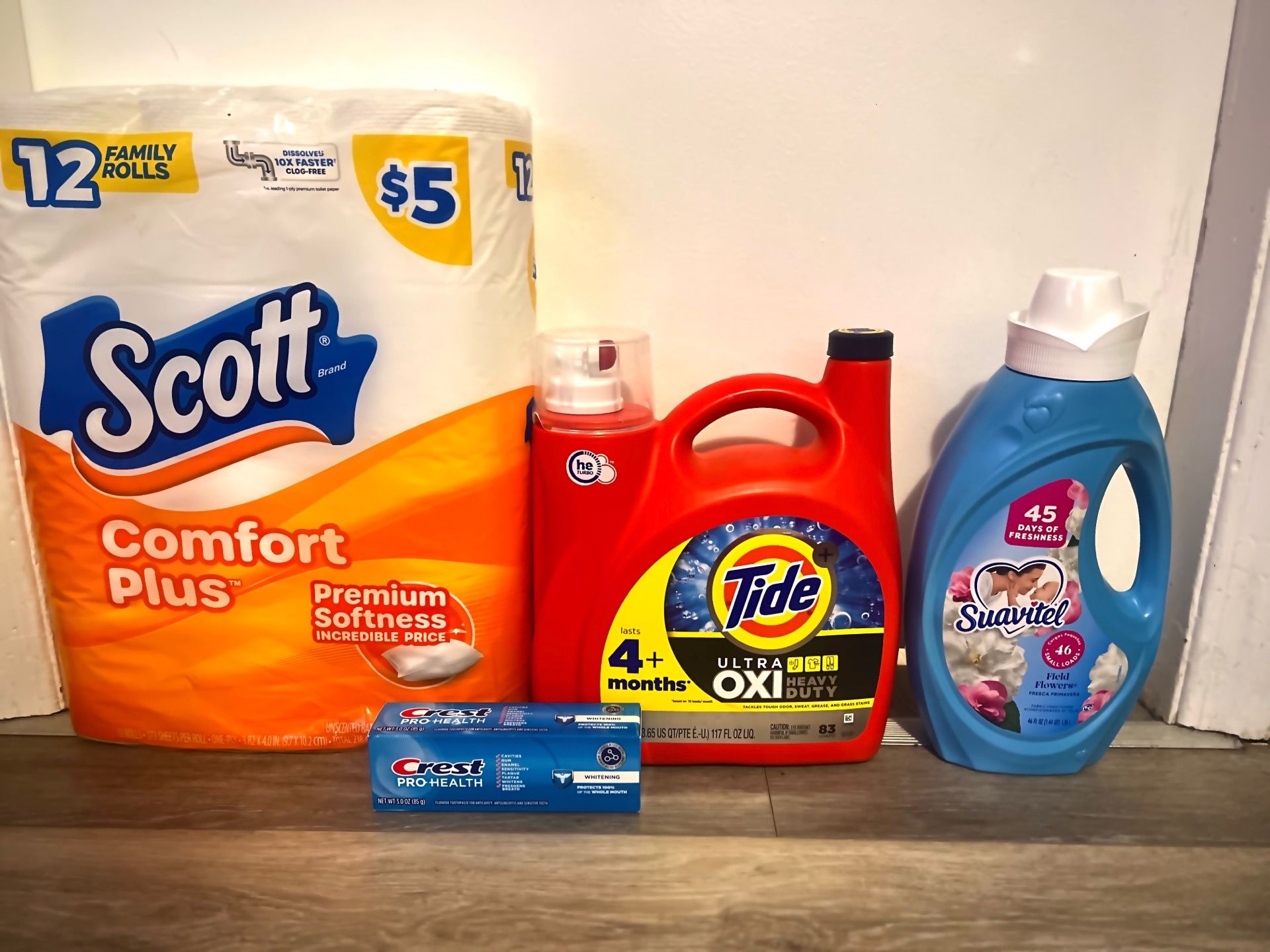 Tide 83 Loads + Scott 12 + Suavitel + Crest $25 FIRM - PICKUP TONIGHT