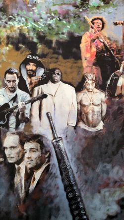 24x36 Icons Of History And Entertainment Painting . Great For BARBERSHOP BAR OR MANCAVE 