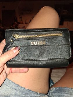 Guess Black Wallet with Gold chain