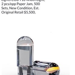 Lot Of Full-Transmission Led Car Lights COB T10 Width Light, 2 pcs/opp Paper Jam, 500 Sets, New Condition, Est. Original Retail $5,500