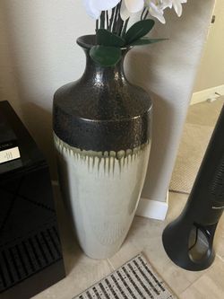 tall ceramic gray floor vase