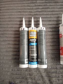 "Liquid Nails" "Silicone" "Alex caulk" "Dynaflex"