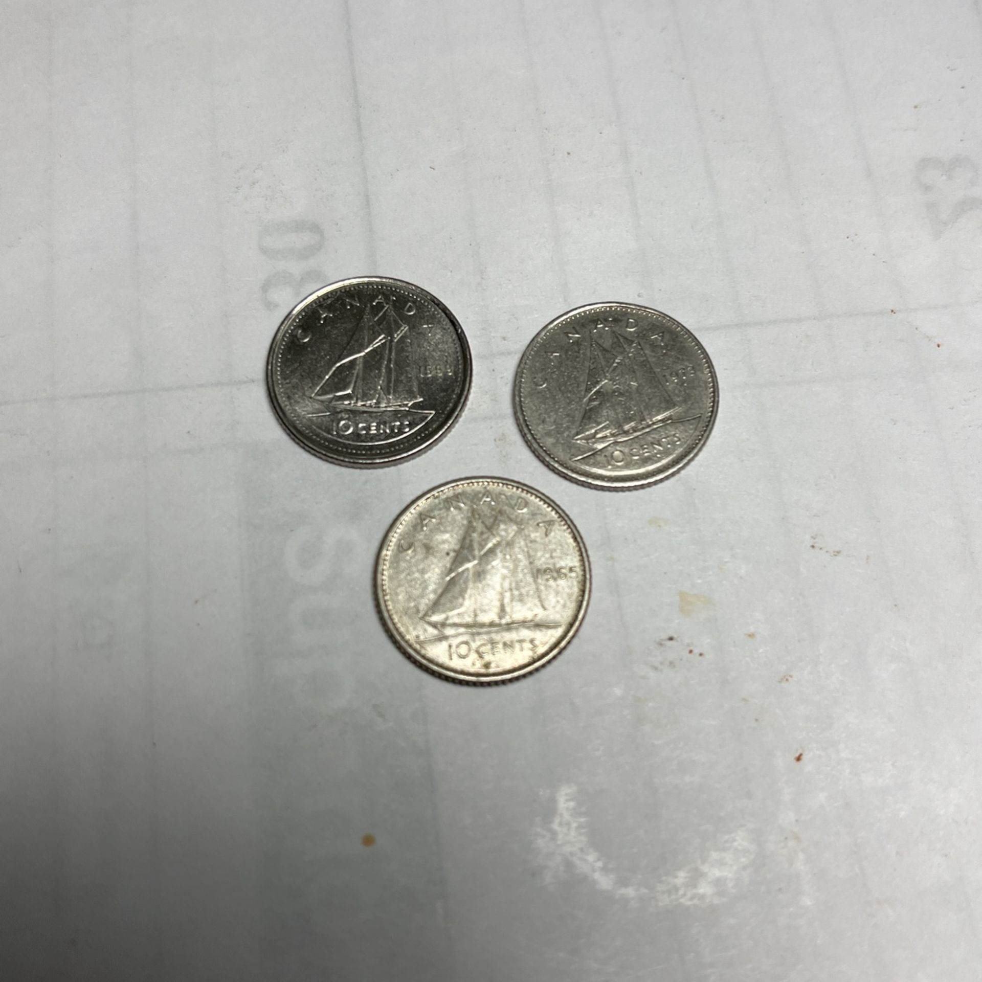 Lot Of (3) Three Canadian 10 Cent Coins
