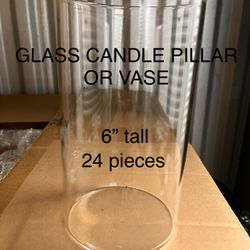 6” Tall Glass Pillars For Candles Or Vases