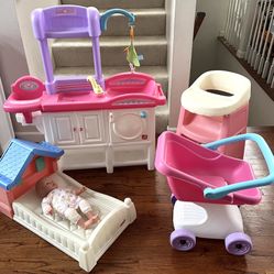 Little Tikes Step 2 Doll Play Toys. Stroller, Bed, Changing Center, High Chair ($95 For All)