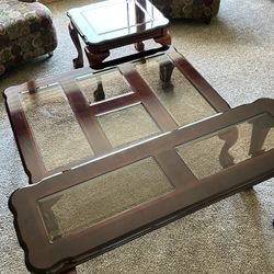 Glass/Cherry Wood Tables 