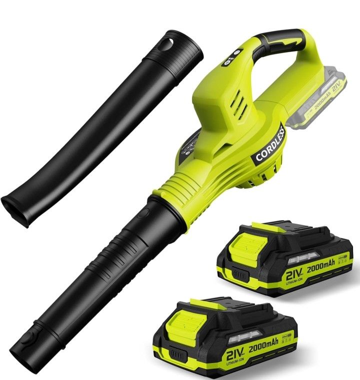 Leaf Blower Cordless - 21V Powerful Electric Leaf Blower with 2 Batteries and Charger,