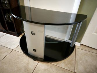 Semicircular Wall Table w/3 Plastic/Glass Shelves L40"xW20.5"xH 22", Pre-owned 