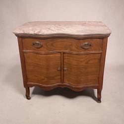 Vintage marble-top commode cabinet solid wood