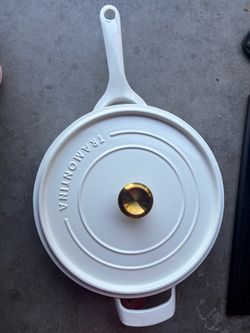 Tramontina White Enameled Cast Iron Pan with Lid