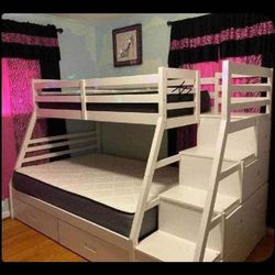 Jason White Bunk Bed With Trundle $10 Down Payment And Financing Available